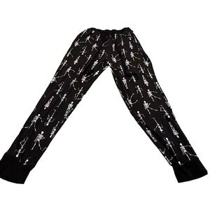Spooky Night Unisex PJ/Lounge Pants; Skeleton Print; Black/White ~ Size Medium